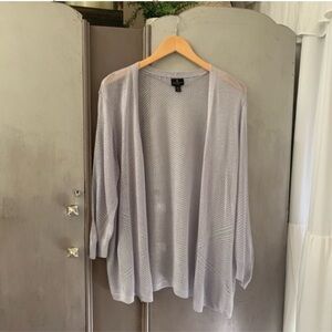 Worthington Open Front Lightweight Gray Sweater